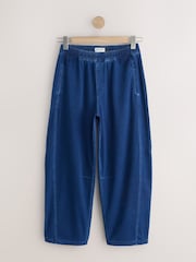 Dark Blue Barrel Leg Denim Jersey Trousers - Image 7 of 9
