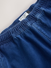 Dark Blue Barrel Leg Denim Jersey Trousers - Image 8 of 9