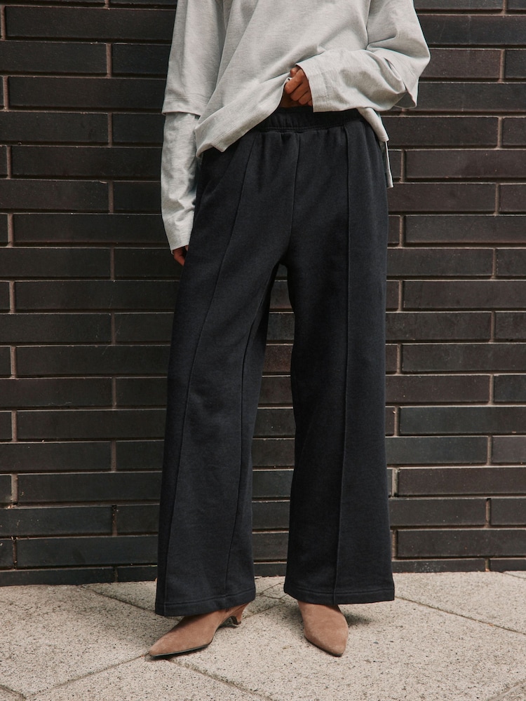 Қара - Front Seam Jersey Wide Leggings - 8суретінің 1 суреті Қара - Front Seam Jersey Wide Leggings - 8суретінің 1 суреті