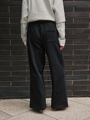 Қара - Front Seam Jersey Wide Leggings - 8суретінің 3 суреті