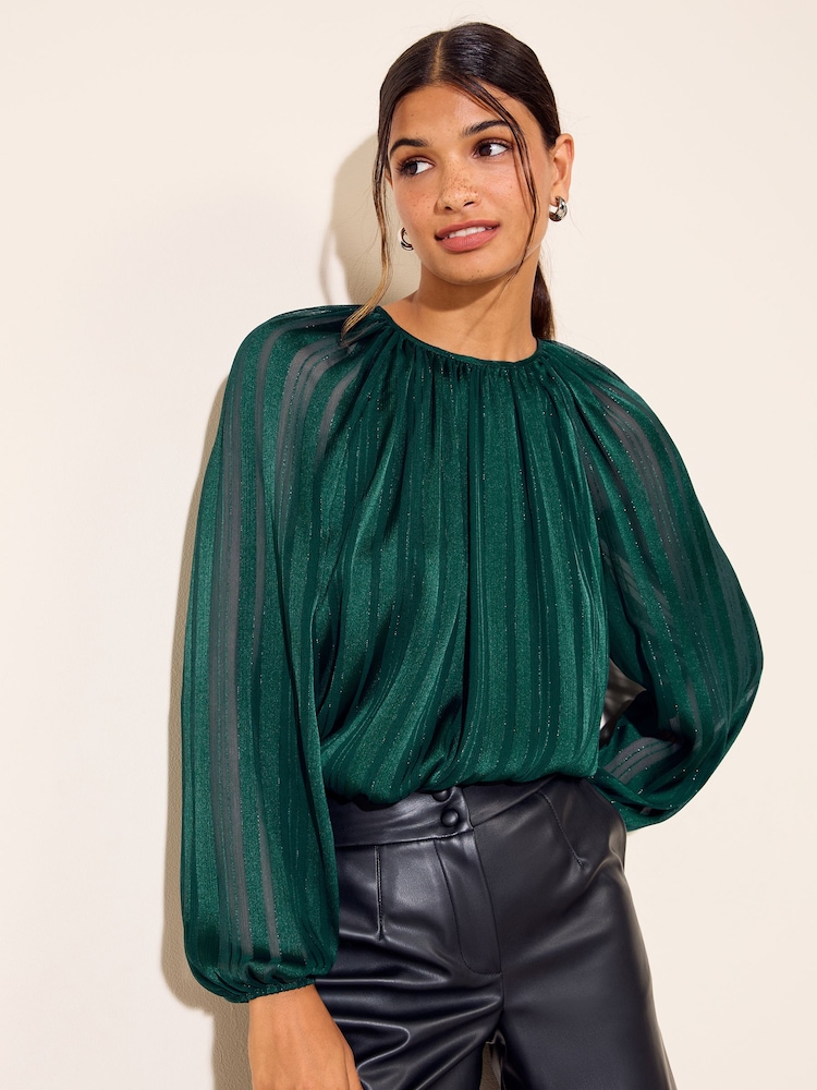 Morski - Friends Like These Long Sleeve Chiffon Floaty Blouse - Obraz 1 z 5