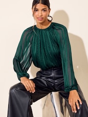 Morski - Friends Like These Long Sleeve Chiffon Floaty Blouse - Obraz 2 z 5