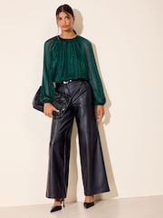 Morski - Friends Like These Long Sleeve Chiffon Floaty Blouse - Obraz 3 z 5