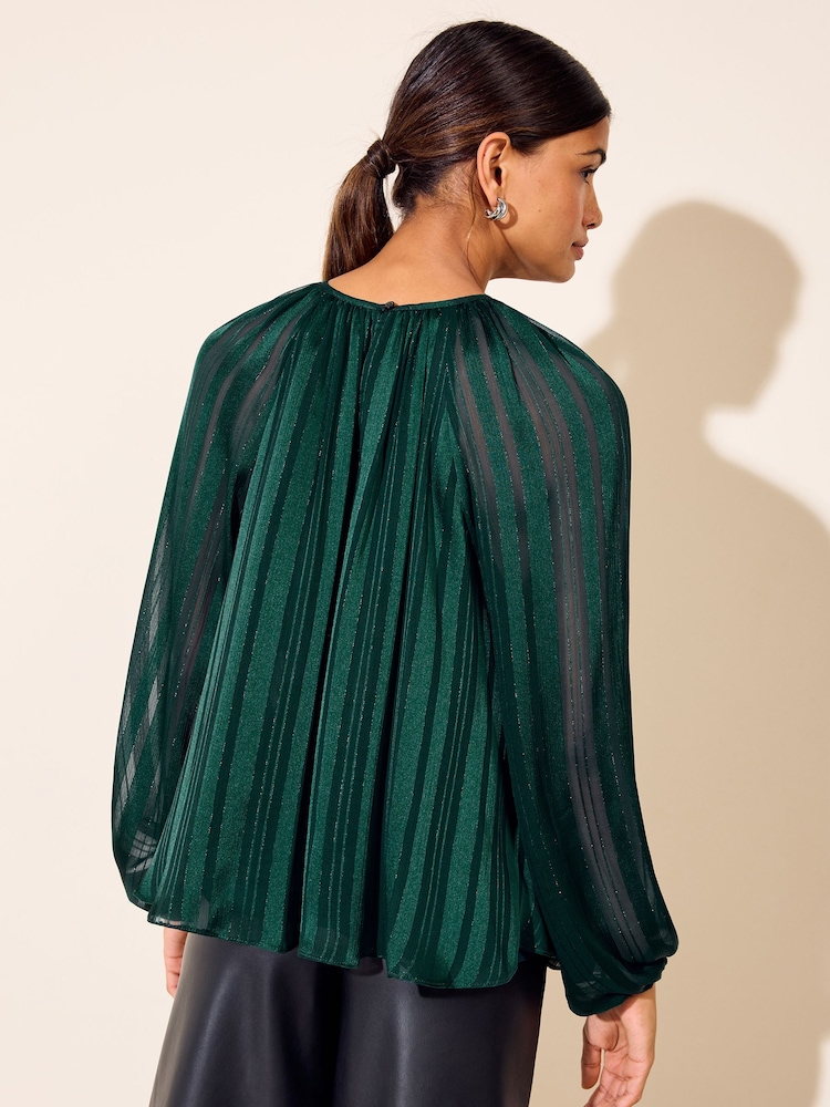 Morski - Friends Like These Long Sleeve Chiffon Floaty Blouse - Obraz 5 z 5