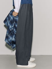 Khaki Green Barrel Leg Denim Jersey Trousers - Image 3 of 8
