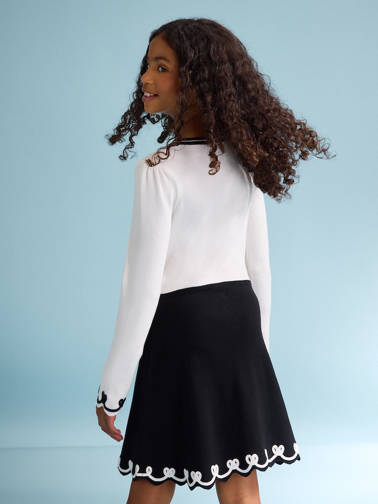 Lipsy White/Black Bow Tipped Knit Dress (5-16yrs) - Image 6 of 6 Lipsy White/Black Bow Tipped Knit Dress (5-16yrs) - Image 6 of 6