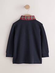 Navy Tartan Long Sleeve Polo Shirt (3mths-7yrs) - Image 2 of 4
