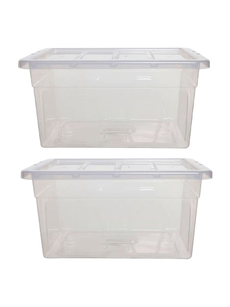 Whitefurze Set of 2 Clear 45cm Storage Boxes - Image 2 of 3 Whitefurze Set of 2 Clear 45cm Storage Boxes - Image 2 of 3