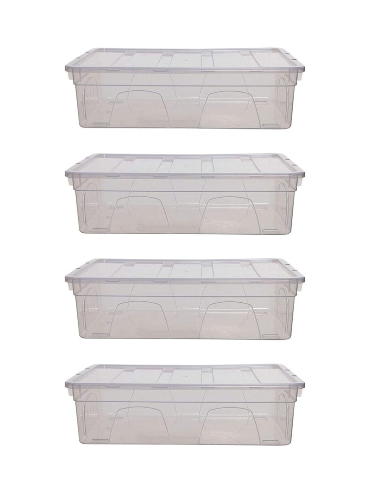 Whitefurze Clear Set of 4 36cm Storage Boxes - Image 1 of 1 Whitefurze Clear Set of 4 36cm Storage Boxes - Image 1 of 1