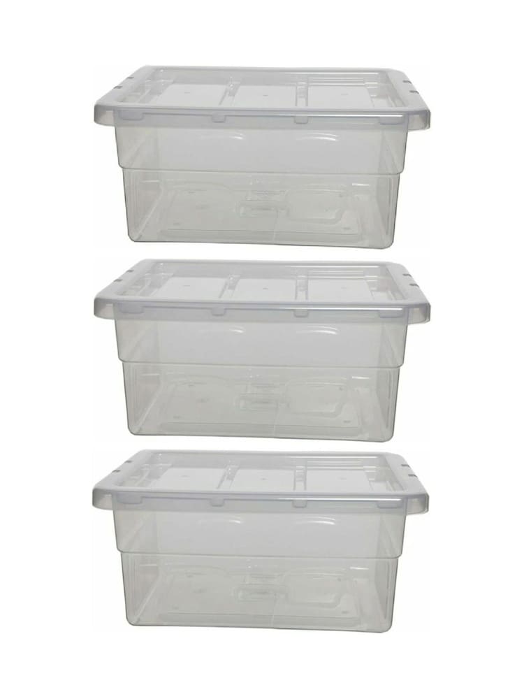 Whitefurze Set of 3 Clear 38cm Storage Boxes - Image 1 of 2 Whitefurze Set of 3 Clear 38cm Storage Boxes - Image 1 of 2