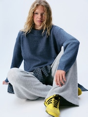 self. Blue Knitted Boxy Crew Neck Jumper - Image 1 of 5