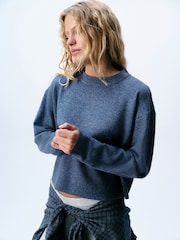 self. Blue Knitted Boxy Crew Neck Jumper - Image 3 of 5