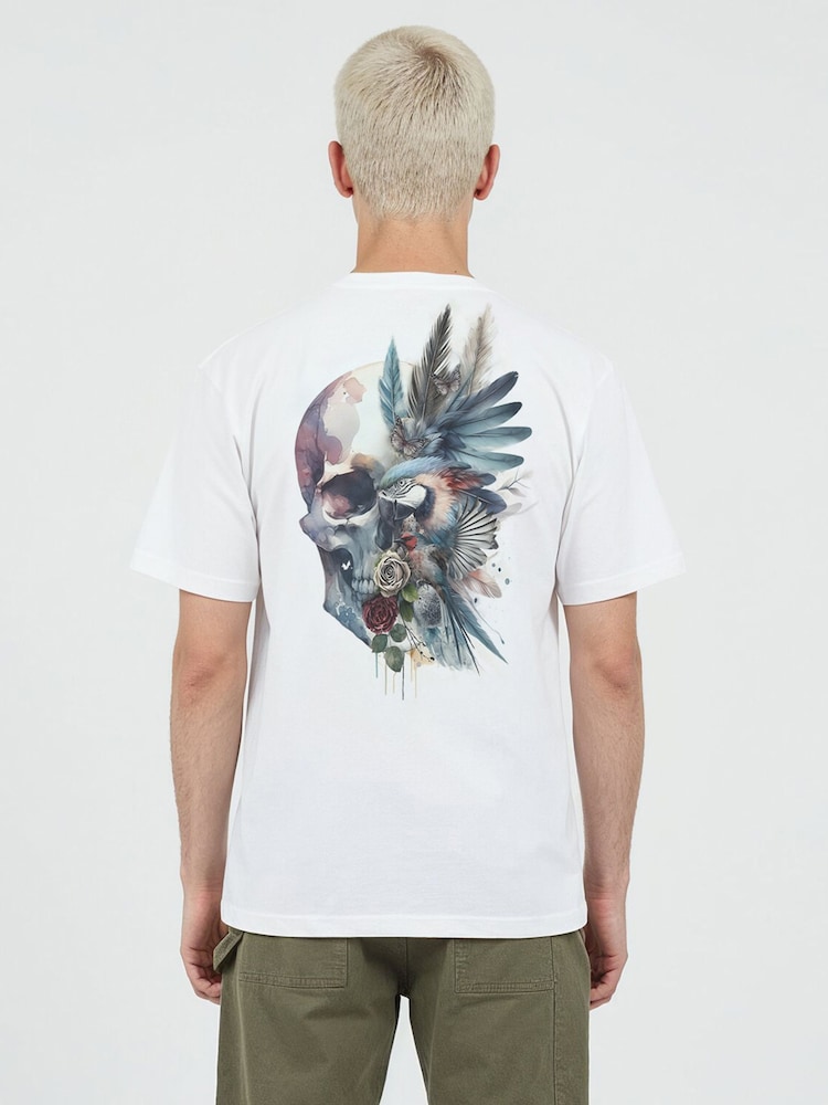 Religion White Watercolour Skull T-Shirt - Image 1 of 6