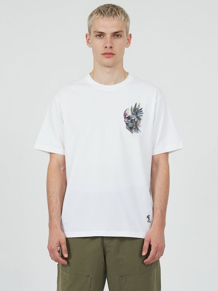 Religion White Watercolour Skull T-Shirt - Image 2 of 6