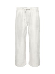 M&Co White Stripe Wide Leg Cropped Trousers - Image 2 of 2