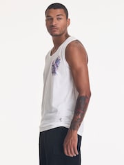 לבן - Religion גופייה בהדפס גולגולת באפקט צבעי מים - תמונה 3 מתוך 4