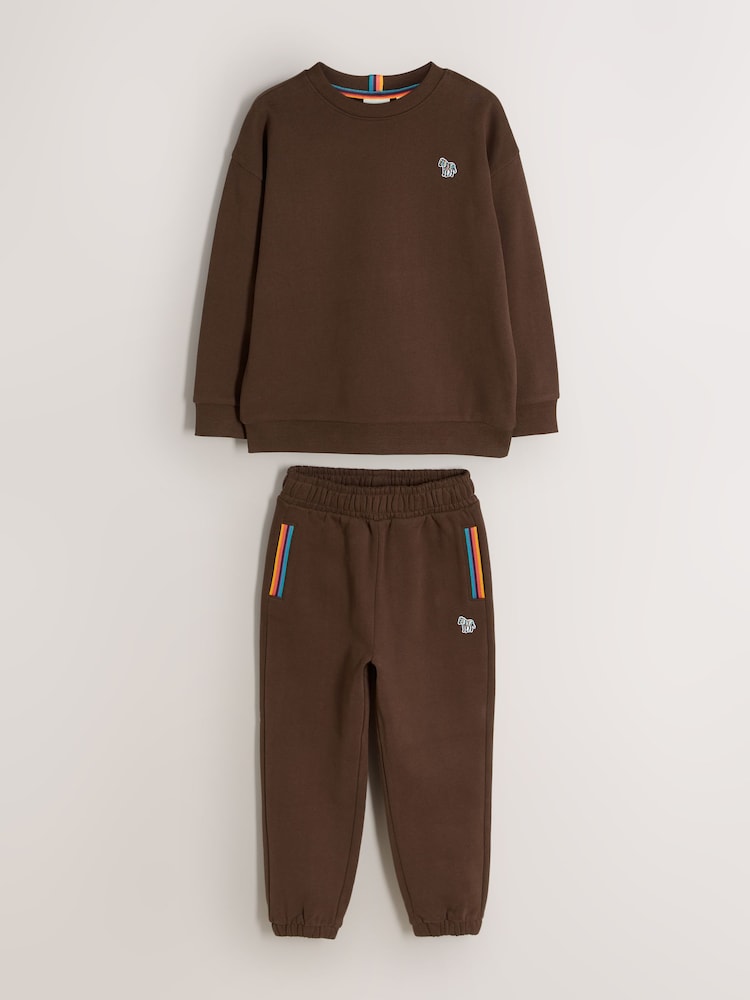 Paul Smith Junior Brown Zebra Sweatshirt and Joggers Set - Image 1 of 5 Paul Smith Junior Brown Zebra Sweatshirt and Joggers Set - Image 1 of 5