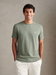 U.S. Polo Assn. Green Mini Waffle Stripe Textured T-Shirt - Image 1 of 7