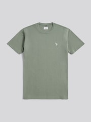 U.S. Polo Assn. Green Mini Waffle Stripe Textured T-Shirt - Image 5 of 7
