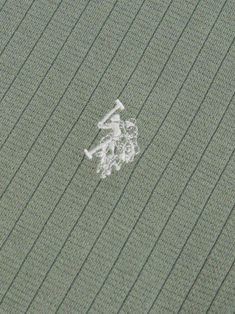 U.S. Polo Assn. Green Mini Waffle Stripe Textured T-Shirt - Image 7 of 7