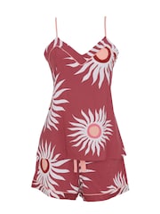 Fable and Eve Brown Abstract Sun Print Strappy Cami Set - Image 4 of 4