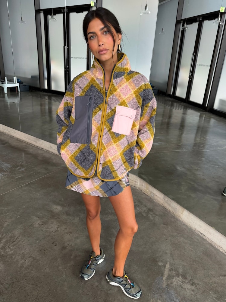 Never Fully Dressed Check Tartan Borg ZIp Up Jacket - Image 2 of 13