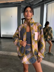 Never Fully Dressed Check Tartan Borg ZIp Up Jacket - Image 3 of 13