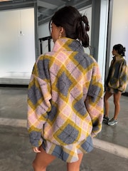 Never Fully Dressed Check Tartan Borg ZIp Up Jacket - Image 4 of 13
