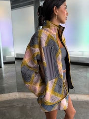 Never Fully Dressed Check Tartan Borg ZIp Up Jacket - Image 6 of 13