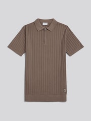 Коричневый - Фактурная рубашка поло с короткой молнией U.S. Polo Assn - Изображение 6 8
