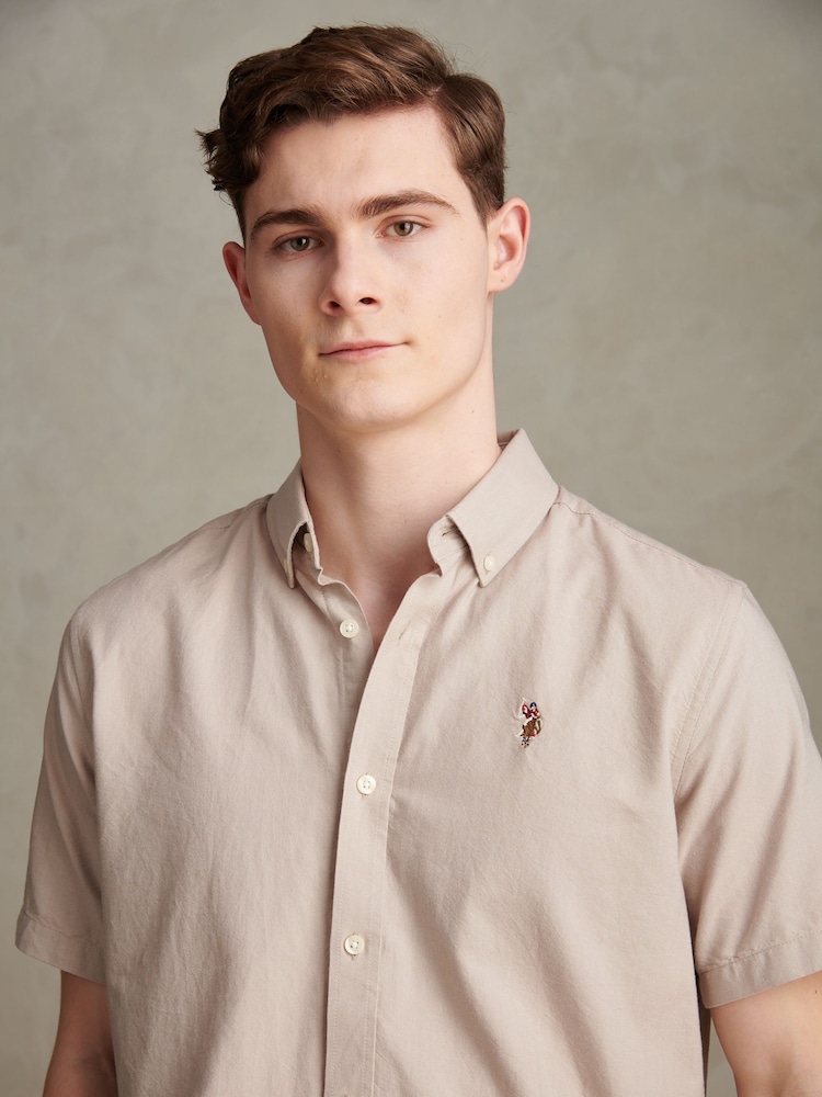 U.S. Polo Assn. Natural Short Sleeve Oxford Shirt - Image 2 of 7