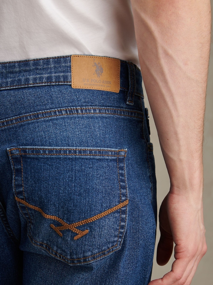 Azul - U.S. Polo Assn. Classic 5 Pocket Denim Shorts - Imagem 2 de 7