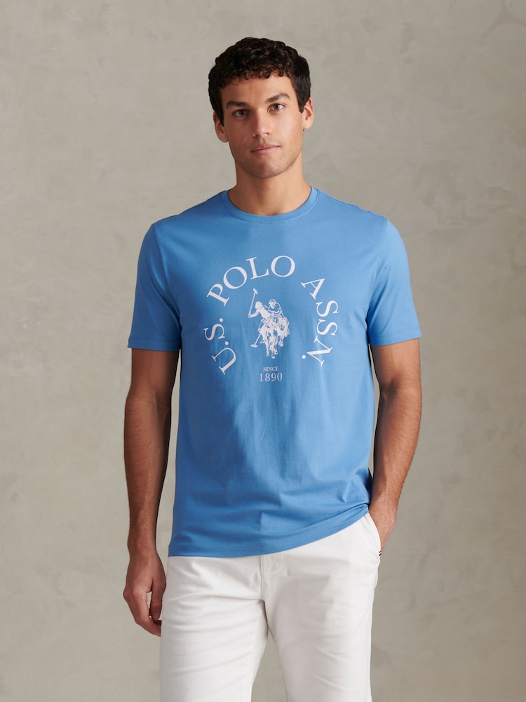 חולצת טי U.S. Polo Assn עם הדפס עיגול, דגם Minimal - תמונה 1 מתוך 8