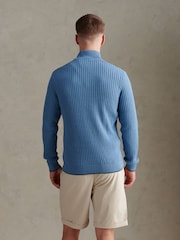 U.S. Polo Assn. Blue Open Knit Quarter Zip Funnel Jumper - Image 2 of 8