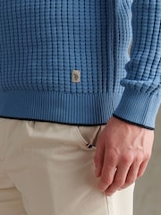 U.S. Polo Assn. Blue Open Knit Quarter Zip Funnel Jumper - Image 5 of 8