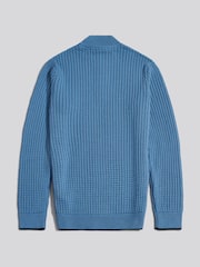 U.S. Polo Assn. Blue Open Knit Quarter Zip Funnel Jumper - Image 7 of 8