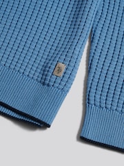 U.S. Polo Assn. Blue Open Knit Quarter Zip Funnel Jumper - Image 8 of 8