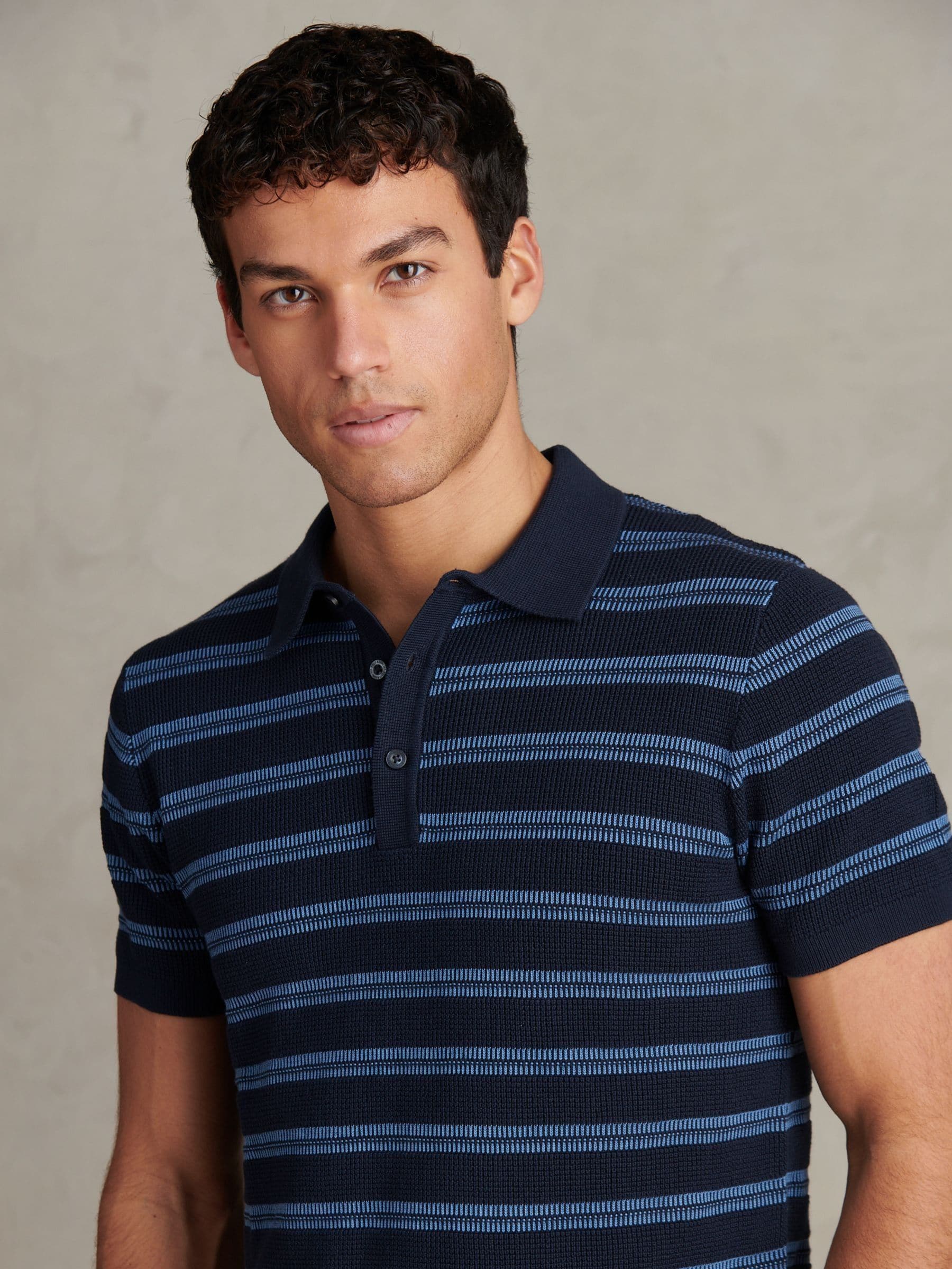 Buy U.S. Polo Assn Blue Stripe Open Knit Polo Shirt from Next USA