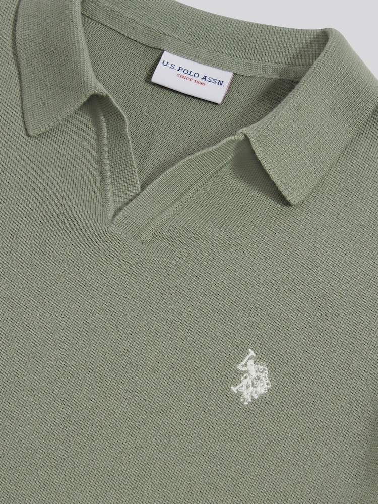 U.S. Polo Assn Green Combed Cotton Double Horsemen Revere Polo Shirt - Image 3 of 3