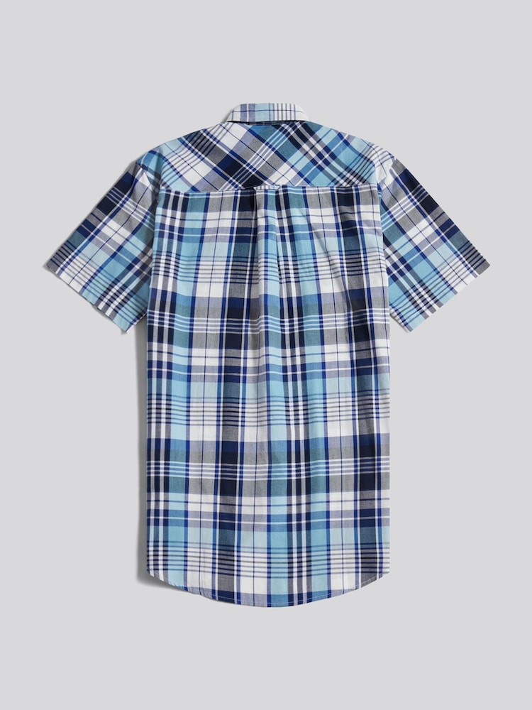 U.S. Polo Assn. Blue Summer Madras Check Short Sleeve Shirt - Image 2 of 3 U.S. Polo Assn. Blue Summer Madras Check Short Sleeve Shirt - Image 2 of 3