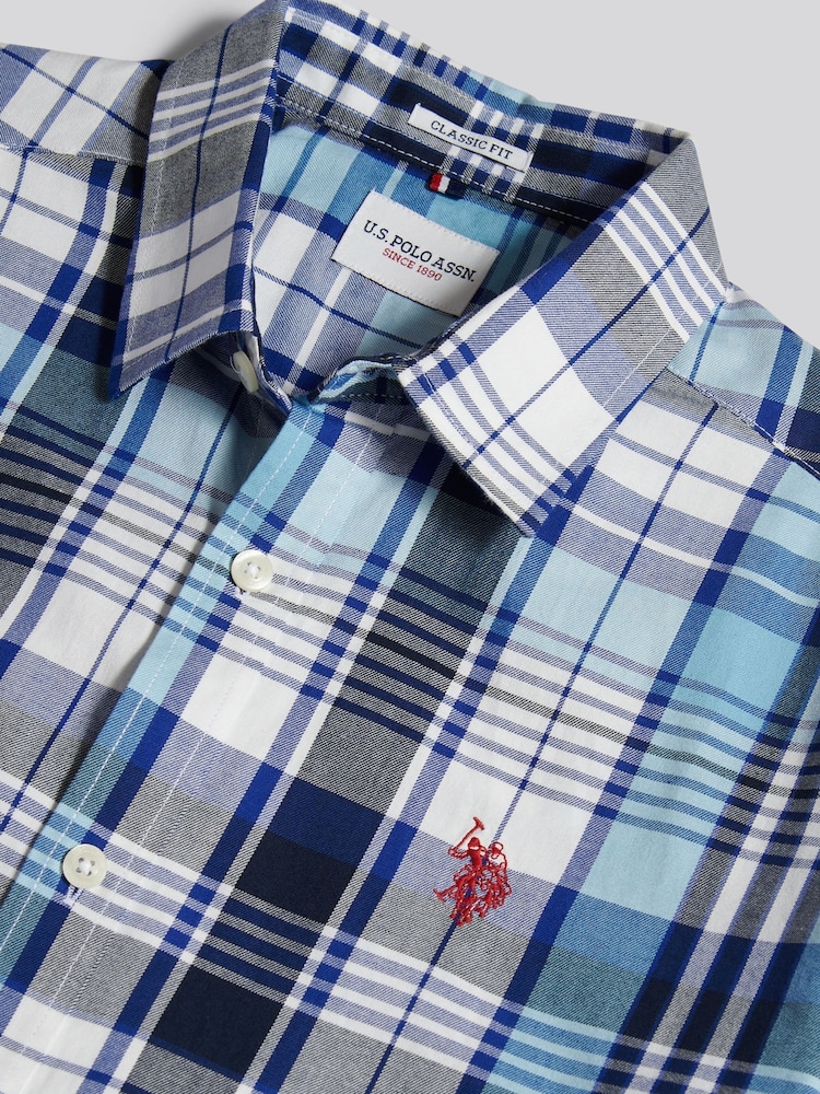 U.S. Polo Assn. Blue Summer Madras Check Short Sleeve Shirt - Image 3 of 3 U.S. Polo Assn. Blue Summer Madras Check Short Sleeve Shirt - Image 3 of 3