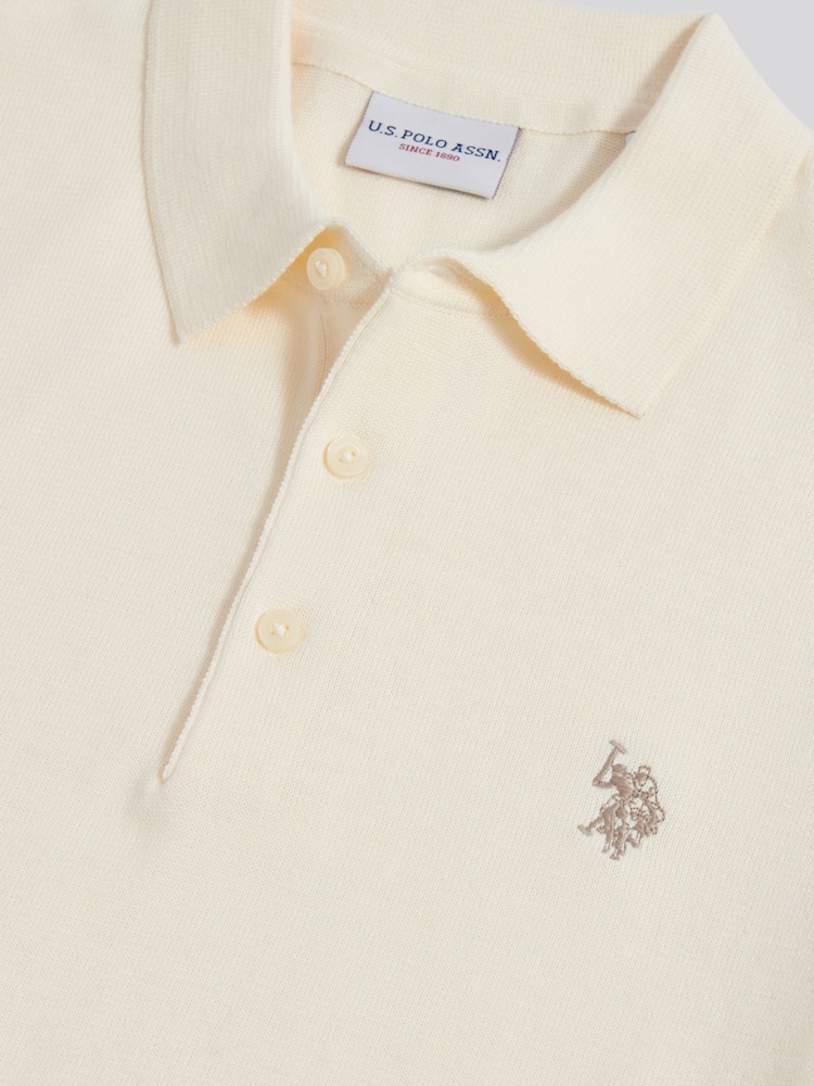 U.S. Polo Assn. Cream Mens Combed Cotton Polo Shirt - Image 7 of 7
