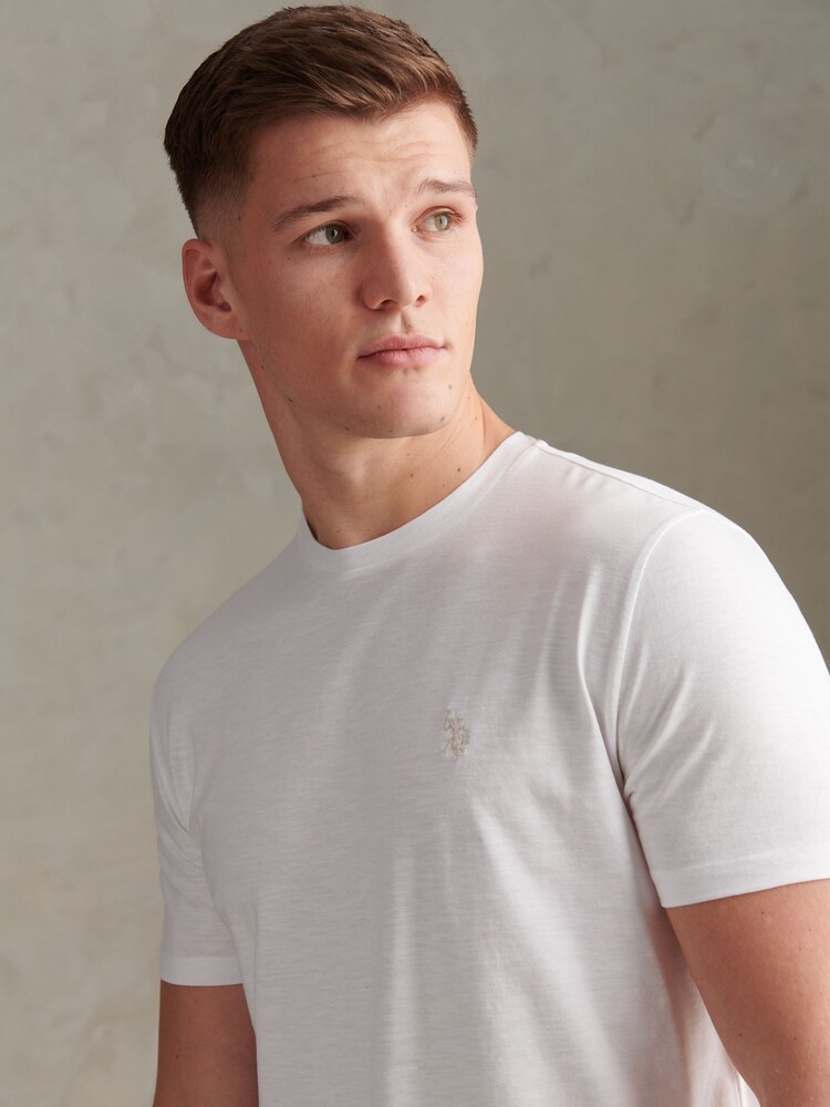 Branco - U.S. Polo Assn. Subtle Texture Double Horsemen T-Shirt - Imagem 2 de 7