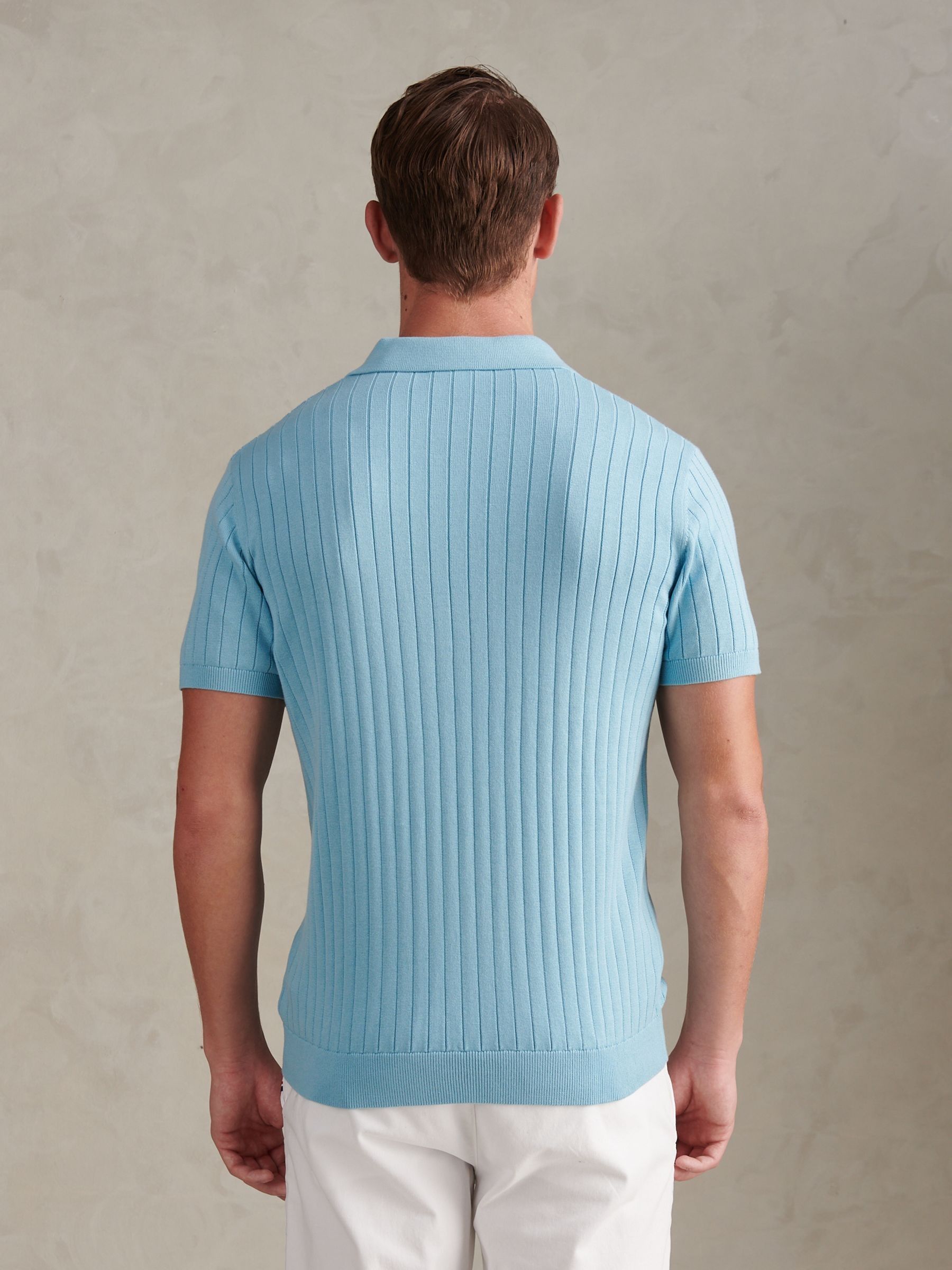 Buy U.S. Polo Assn. Blue Revere Collar Vertical Knit Polo Shirt