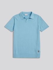 U.S. Polo Assn. Blue Revere Collar Vertical Knit Polo Shirt - Image 5 of 7