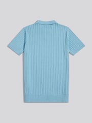 U.S. Polo Assn. Blue Revere Collar Vertical Knit Polo Shirt - Image 6 of 7