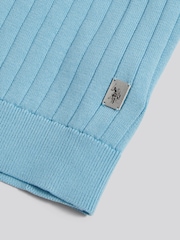U.S. Polo Assn. Blue Revere Collar Vertical Knit Polo Shirt - Image 7 of 7