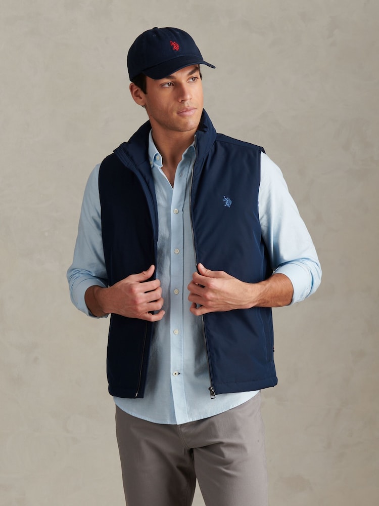 U.S. Polo Assn. Blue Jersey Lined Quilted Gilet - Image 1 of 8