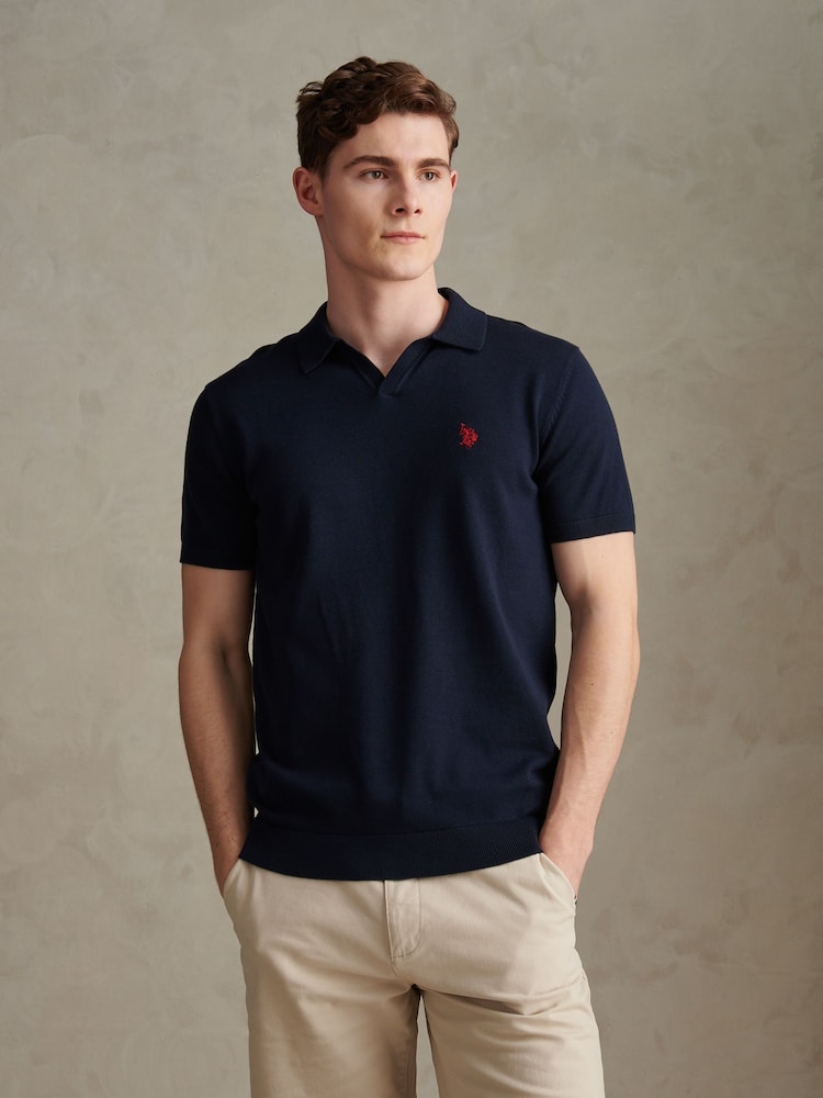 U.S. Polo Assn Navy Blue Combed Cotton Double Horsemen Revere Polo Shirt - Image 1 of 7