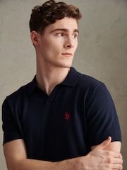 U.S. Polo Assn Navy Blue Combed Cotton Double Horsemen Revere Polo Shirt - Image 2 of 7